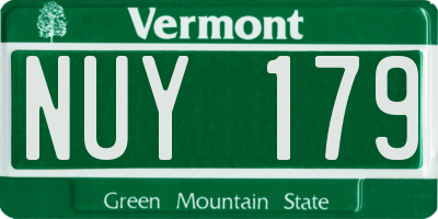 VT license plate NUY179