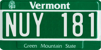 VT license plate NUY181