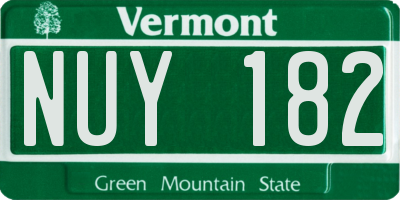 VT license plate NUY182