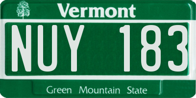 VT license plate NUY183