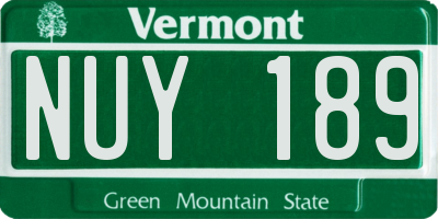 VT license plate NUY189