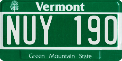 VT license plate NUY190