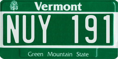VT license plate NUY191