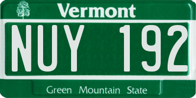 VT license plate NUY192