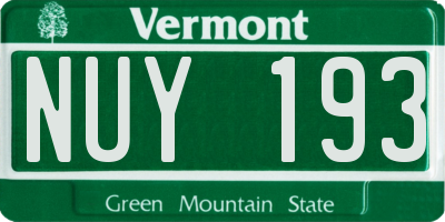 VT license plate NUY193