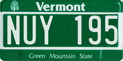 VT license plate NUY195