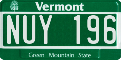 VT license plate NUY196