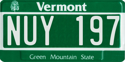VT license plate NUY197