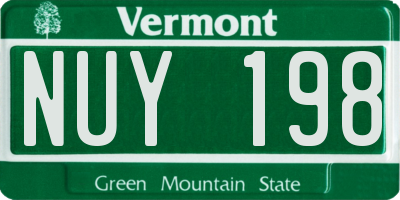 VT license plate NUY198