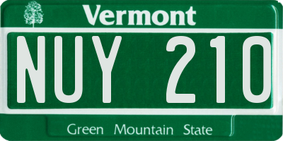 VT license plate NUY210