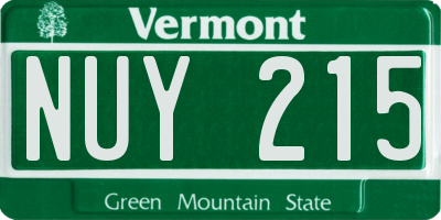VT license plate NUY215