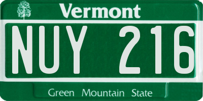 VT license plate NUY216