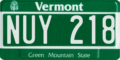 VT license plate NUY218