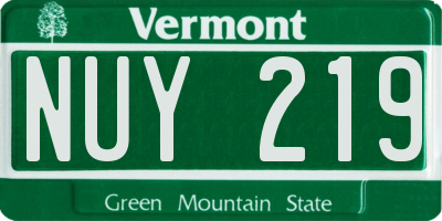 VT license plate NUY219