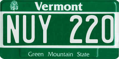 VT license plate NUY220