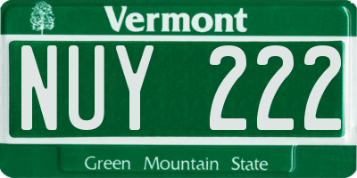 VT license plate NUY222