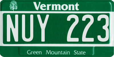 VT license plate NUY223