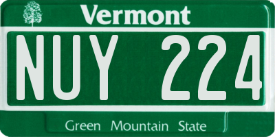 VT license plate NUY224