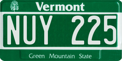 VT license plate NUY225