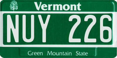 VT license plate NUY226