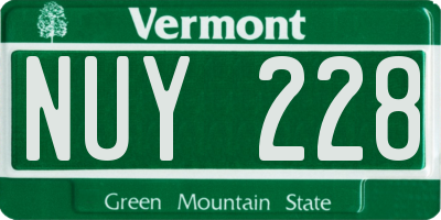 VT license plate NUY228
