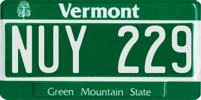 VT license plate NUY229