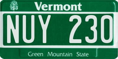 VT license plate NUY230