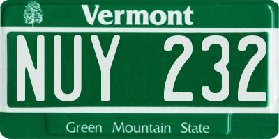 VT license plate NUY232