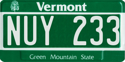 VT license plate NUY233