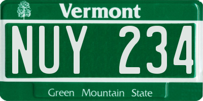 VT license plate NUY234