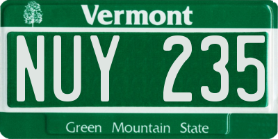 VT license plate NUY235