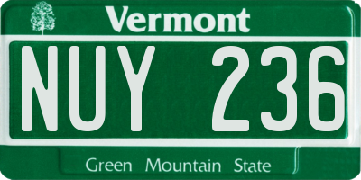VT license plate NUY236