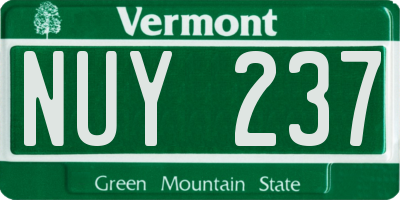 VT license plate NUY237