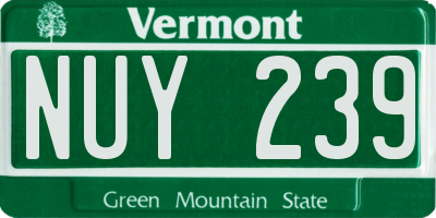 VT license plate NUY239