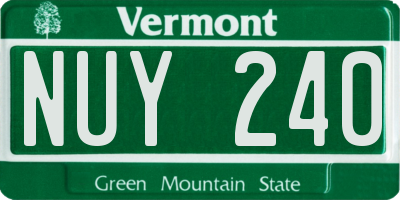 VT license plate NUY240