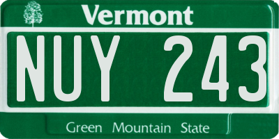 VT license plate NUY243