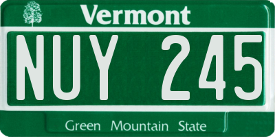 VT license plate NUY245