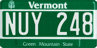 VT license plate NUY248