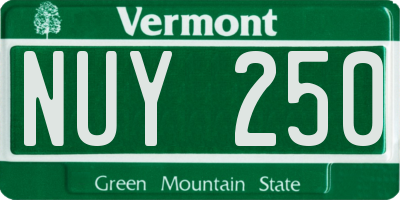 VT license plate NUY250