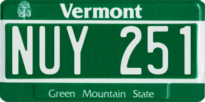 VT license plate NUY251