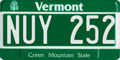 VT license plate NUY252