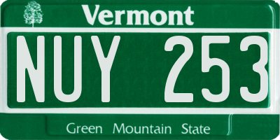 VT license plate NUY253