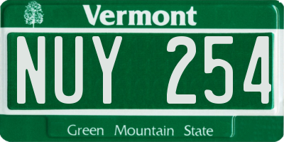 VT license plate NUY254
