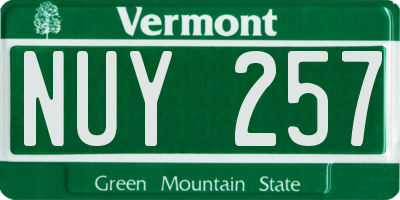 VT license plate NUY257
