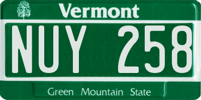 VT license plate NUY258