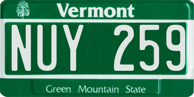 VT license plate NUY259