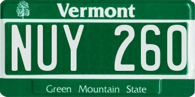 VT license plate NUY260