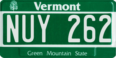 VT license plate NUY262