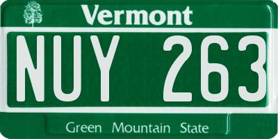 VT license plate NUY263