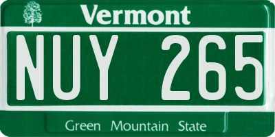 VT license plate NUY265